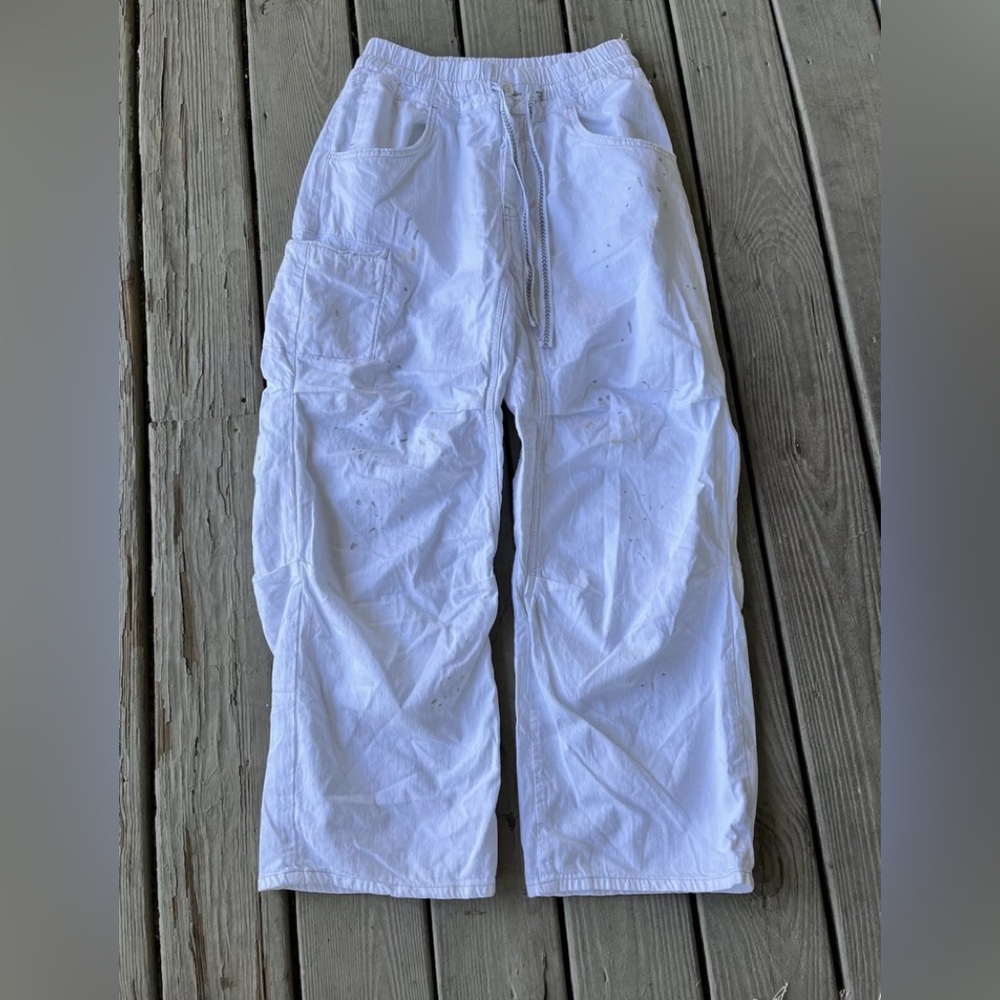 Free People We The Free Modern Love Pull-On Jeans in White Paint Splatter Medium